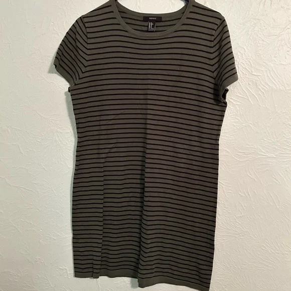 Forever 21 | Dresses | Forever 2 Army Green And Black Stripe Dress |  Poshmark